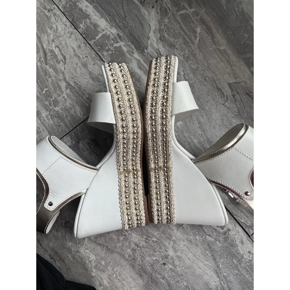 Nero Giardini Womens Chain Ankle Strap Platform Wedge Sandal Size 37